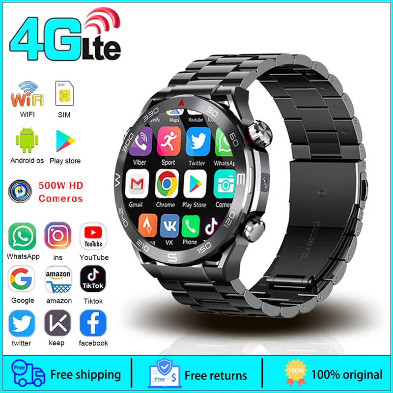 

4G LTE SmartWatch with GPS Wifi NFC Control HD Camera IP67 Heart Rate Android os 2G 4G SIM Card Smart Watch for Men Women