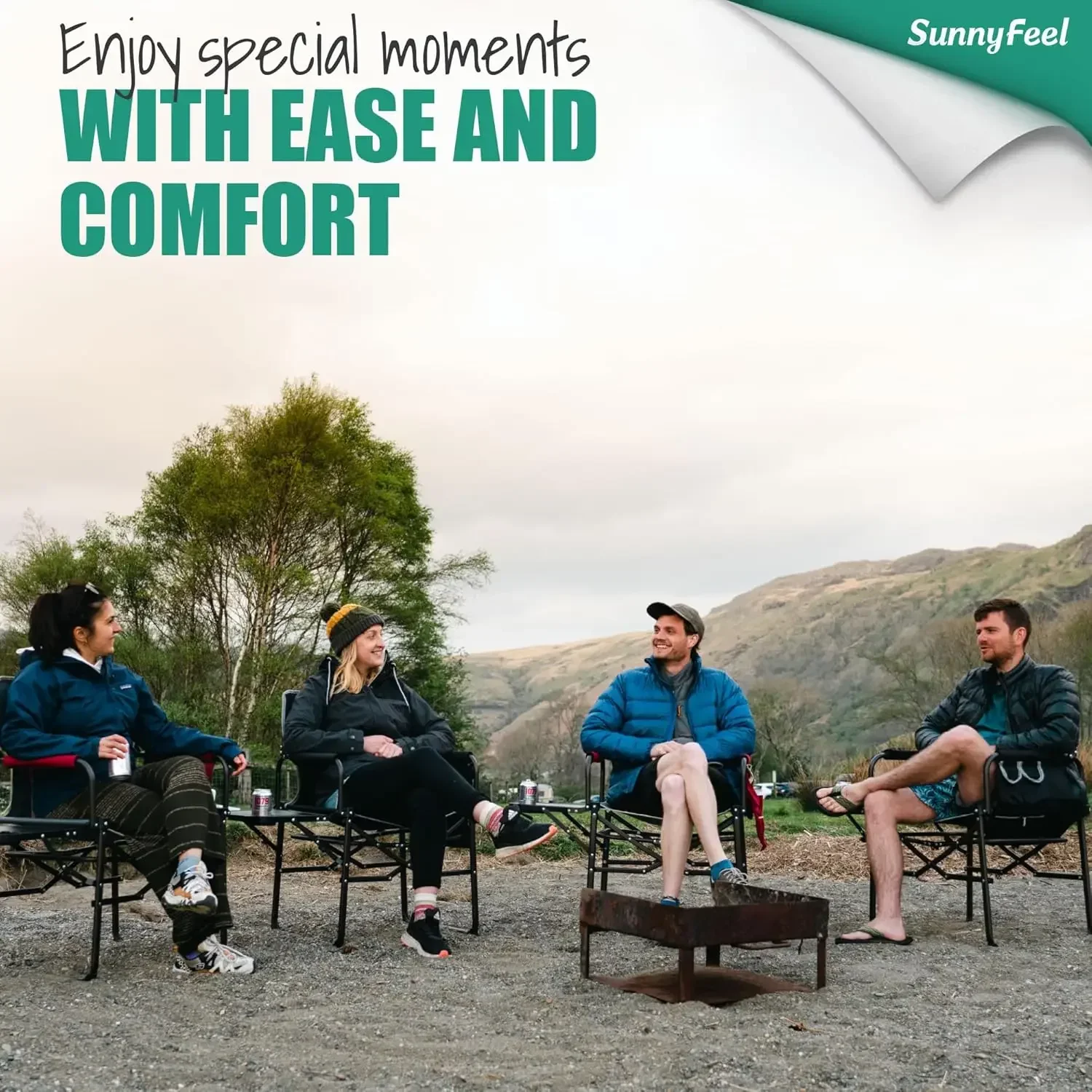 Camping Directors Chair 2 Pack, Heavy Duty,Oversized Portable Folding Chair with Side Table, Pocket for Beach, Fishing,Trip,Picn