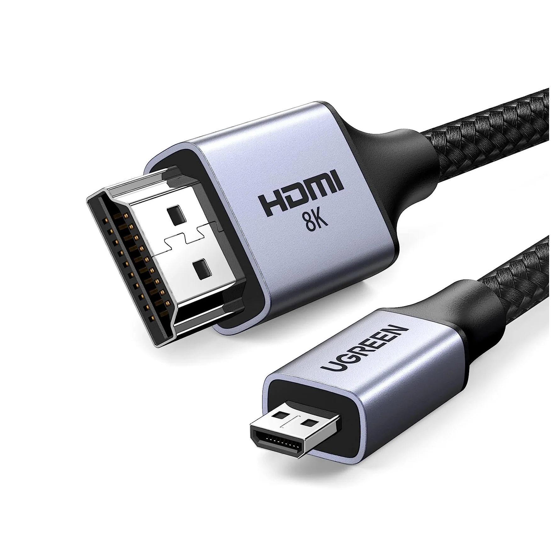 

UGREEN 8K Микрокабель 2M 2.1 Алюминиевый корпус в оплетке 48 Гбит/с Сверхвысокая скорость 8K@60 Гц 4K@120 Гц