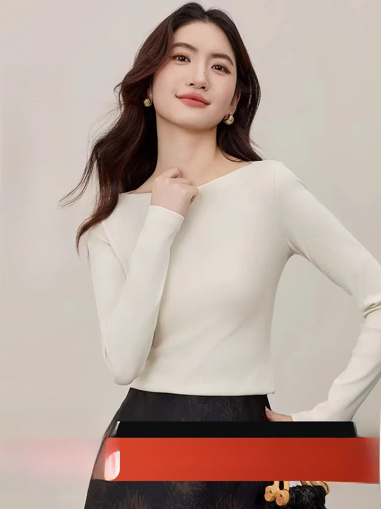 

Белый длинный све вязаный ирт женский облегающий базовый тонкий хлопковый повседневный топ верхняя одежда внутренняя одежда осень-зима irt