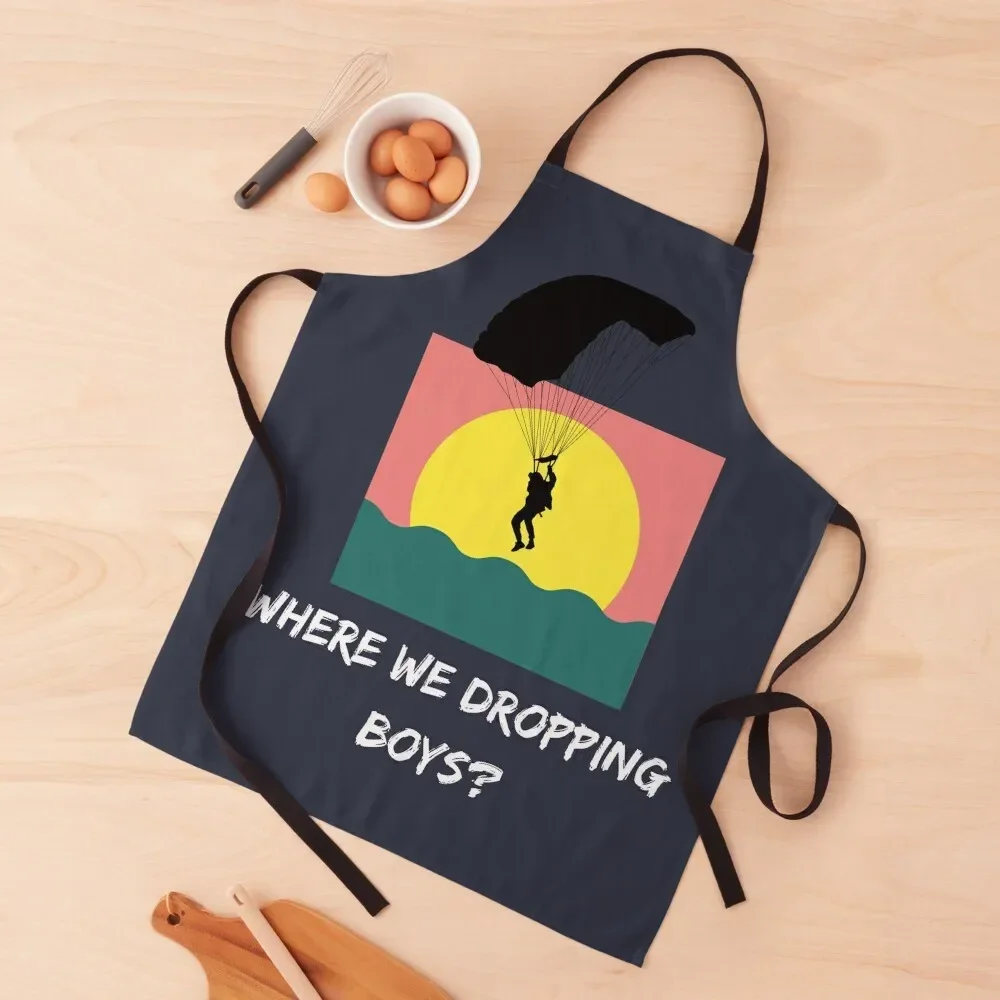 

Where we dropping boys Apron Things For The Kitchen Women's Dress For Nail Stylist Apron