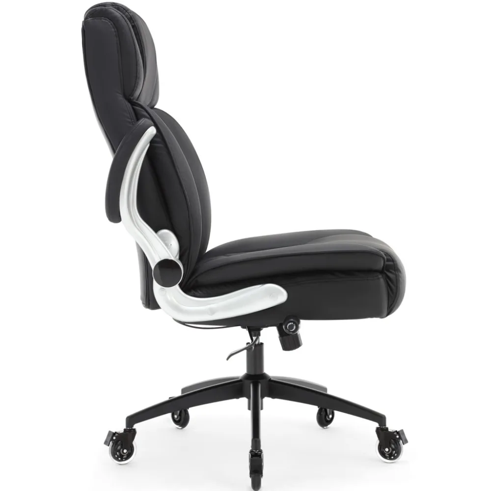 High Back Executive Office Chairs With Flip Arms Adjustable Lumbar Support Chair Computer Chairs Pet Proof Black For Home Office