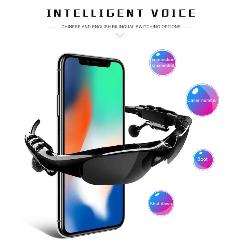 Gafas de sol compatibles con Bluetooth 5,0, lentes inteligentes para exteriores, para teléfonos inteligentes, auriculares inalámbricos, deportivas con micrófono