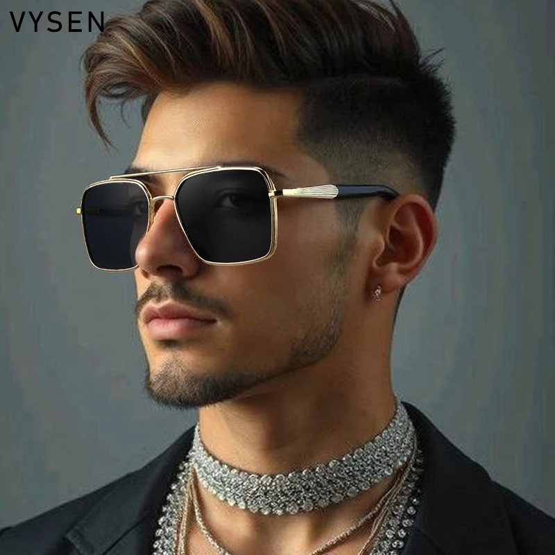 

Classic Oversized Square Steampunk Sunglasses Men 2025 Luxury Brand Vintage Double Beam Metal Frame Sun Glasses Outdoor Shades