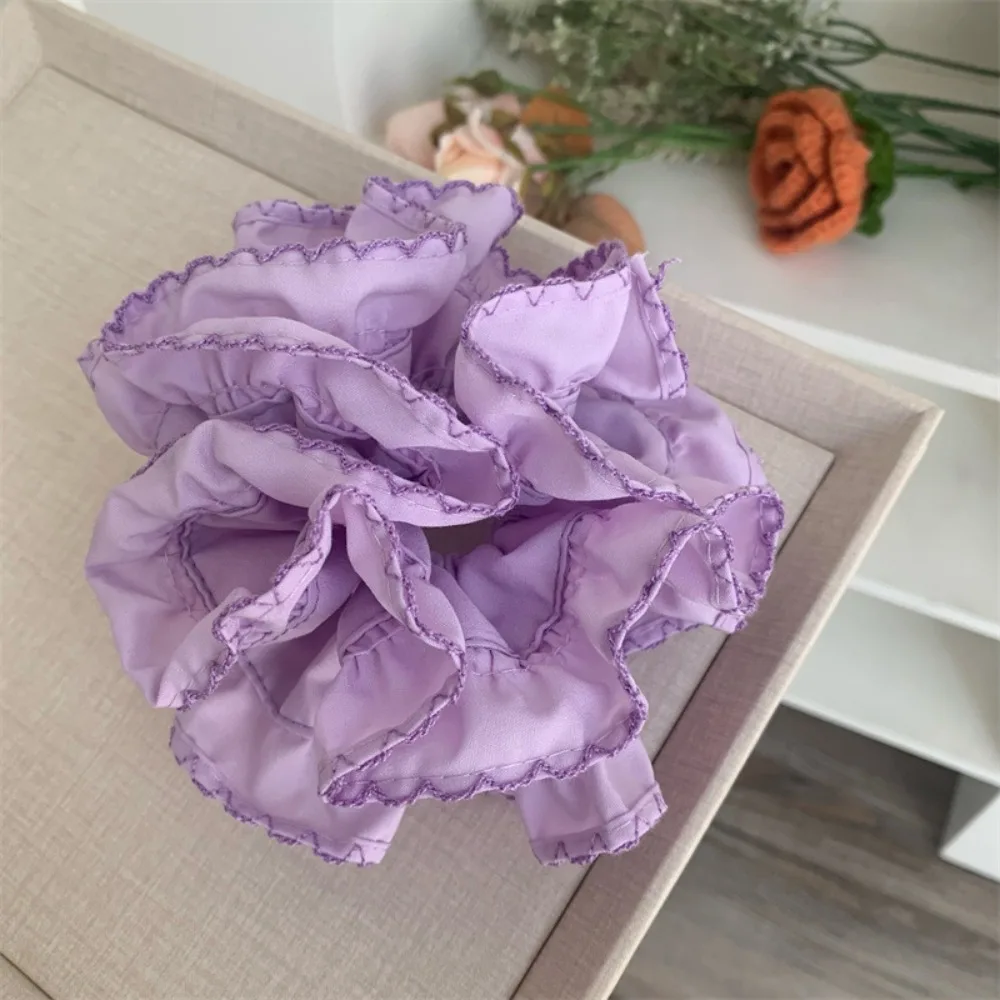 أزياء مطاطا منقوشة Scrunchies متعدد الطبقات الكورية نمط كبير الدانتيل الشعر التعادل القماش ذيل حصان حامل مبالغ فيها الشعر الدائري يوميا #3