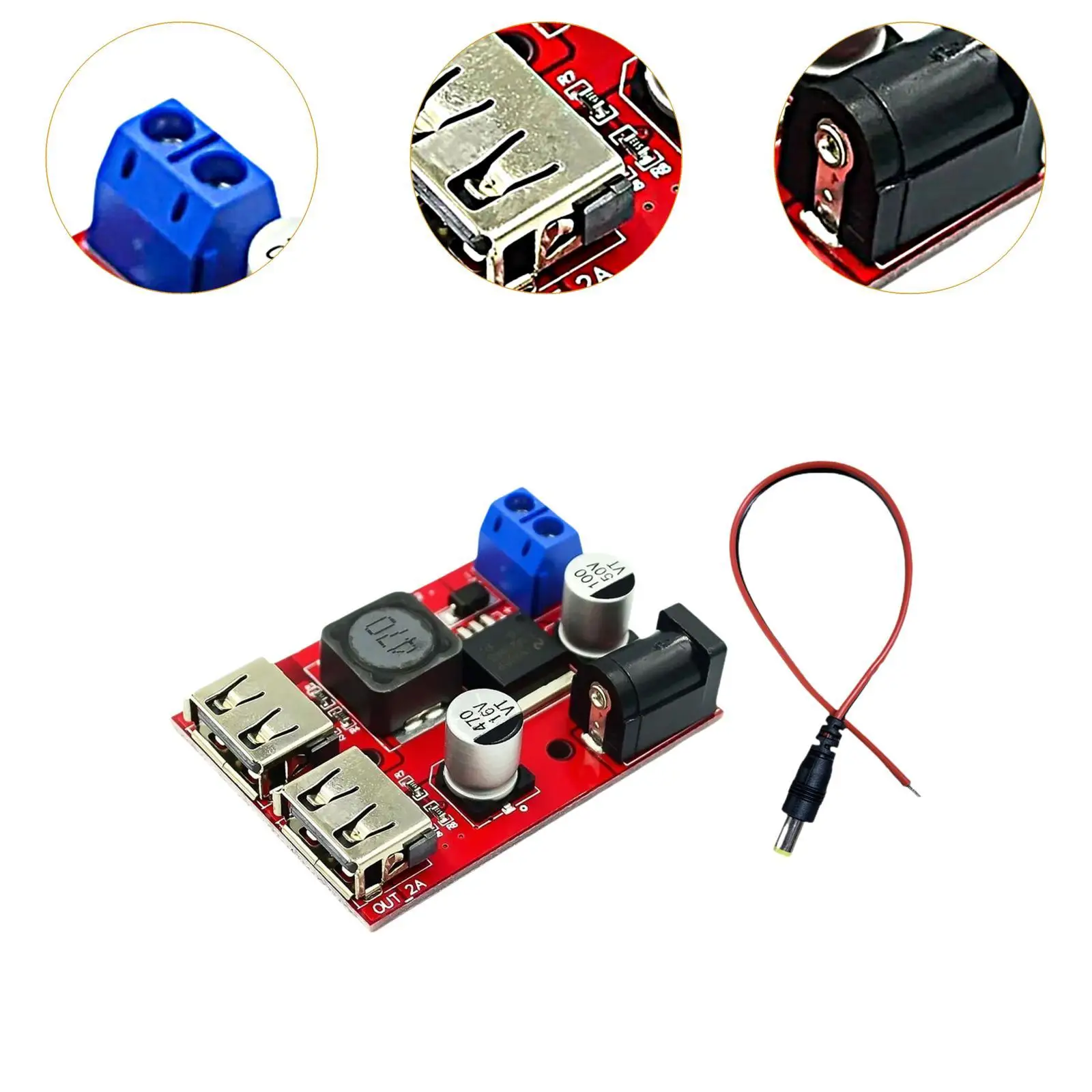 

Step Down Module 9V, 12V, 24V, 36V to 5V Durability, Sturdy Adjustable Volt Transformer, Buck Converter Regulator Borad