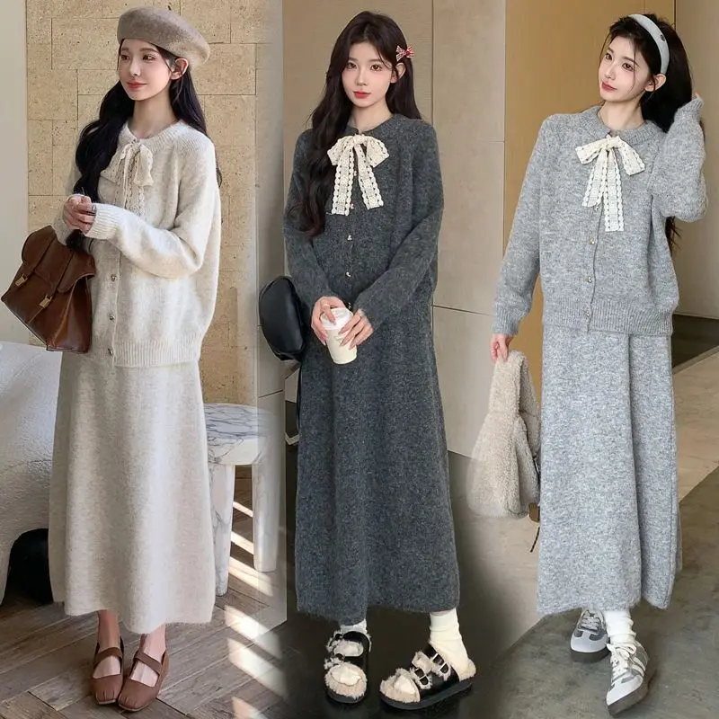 Maternity Clothing Autumn Suit Fashionable and Casual Loose Thickened Knitted Sweater Autumn and Winter Skirt Two-piece Set