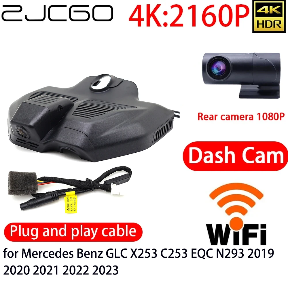 

ZJCGO 4K Car DVR Dash Cam Wifi Front Rear Camera 24h Monitor for Mercedes Benz GLC X253 C253 EQC N293 2019 2020 2021 2022 2023