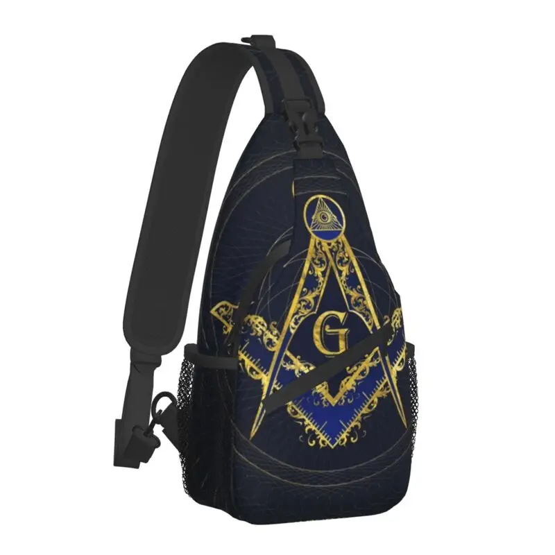 Freemasonry Masonic Symbol Sling Chest Bag Custom Freemason Shoulder Crossbody Backpack for Men Travel Hiking Daypack