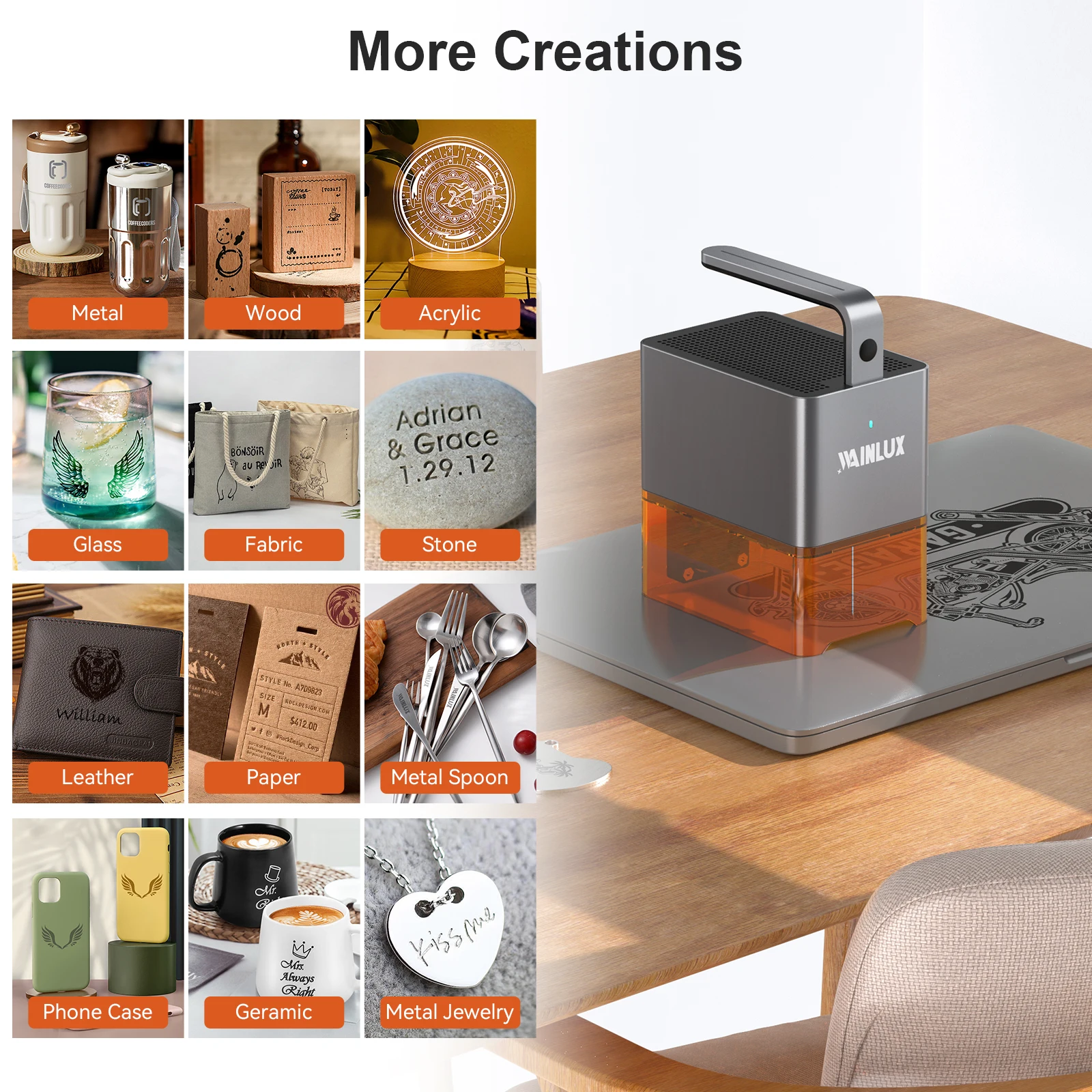 حفارة ليزر خارجية صغيرة محمولة بالليزر قطع الخشب والجلد ونقش الأكريليك والحجر الزجاجي من الفولاذ المقاوم للصدأ