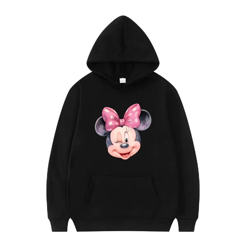 Disney minnie mouse padrão mulher cinza outono solto topos moda streetwear roupas pullovers senhoras barato moletons