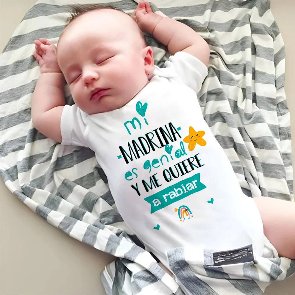 My Godmother Is Great and She Loves Me Like Crazy Printed Baby Romper Cute Infant Jumpsuit Funny Newborn Short Sleeve Bodysuits