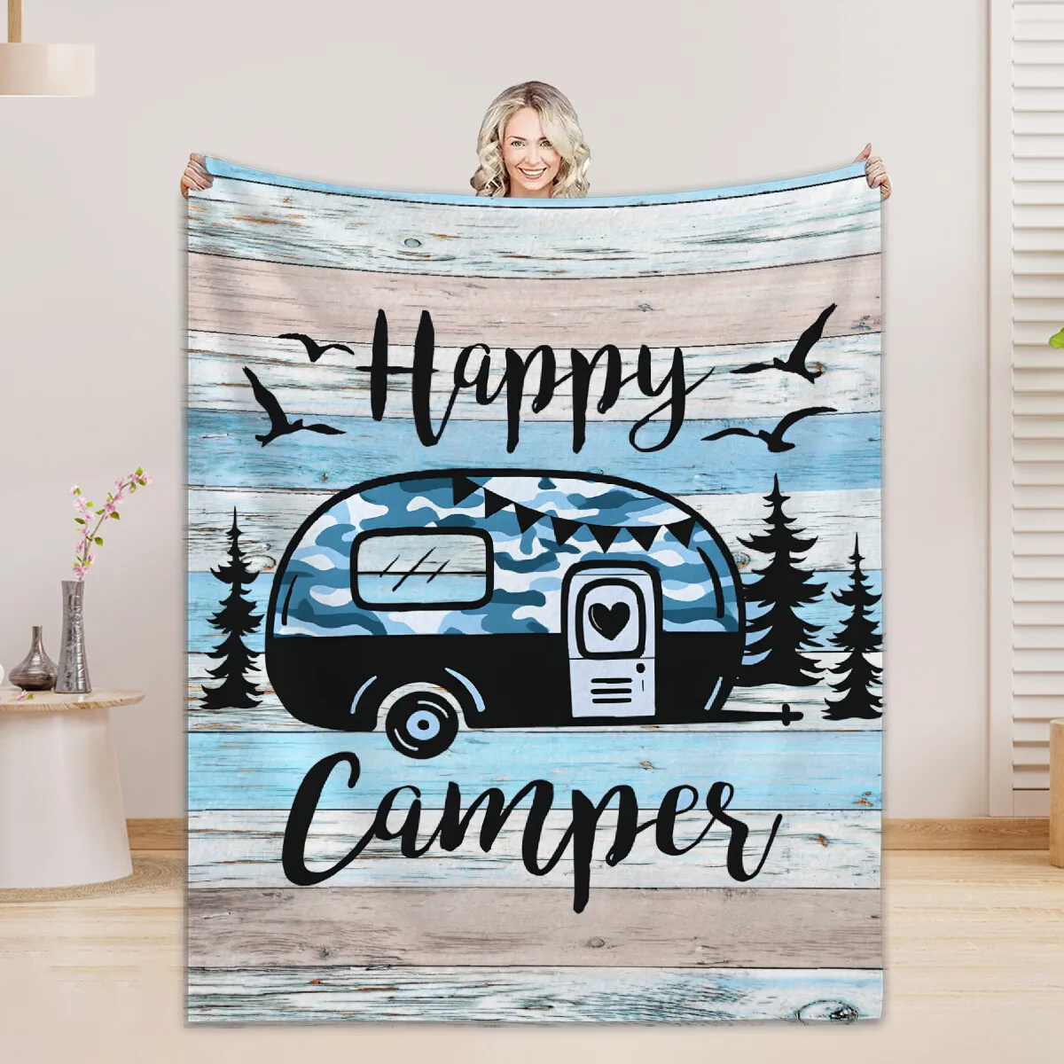 Camping Flannel Blankets for Children and Family Soft Comfortable Bed Covers Perfect for Home Decoration Naps Study Room