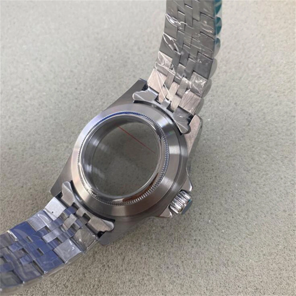 39.5mm Retro Watch Case + Watch Strap for NH35 NH36 Movement Sapphire Glass Magnifier Stainless Steel Case Watchband