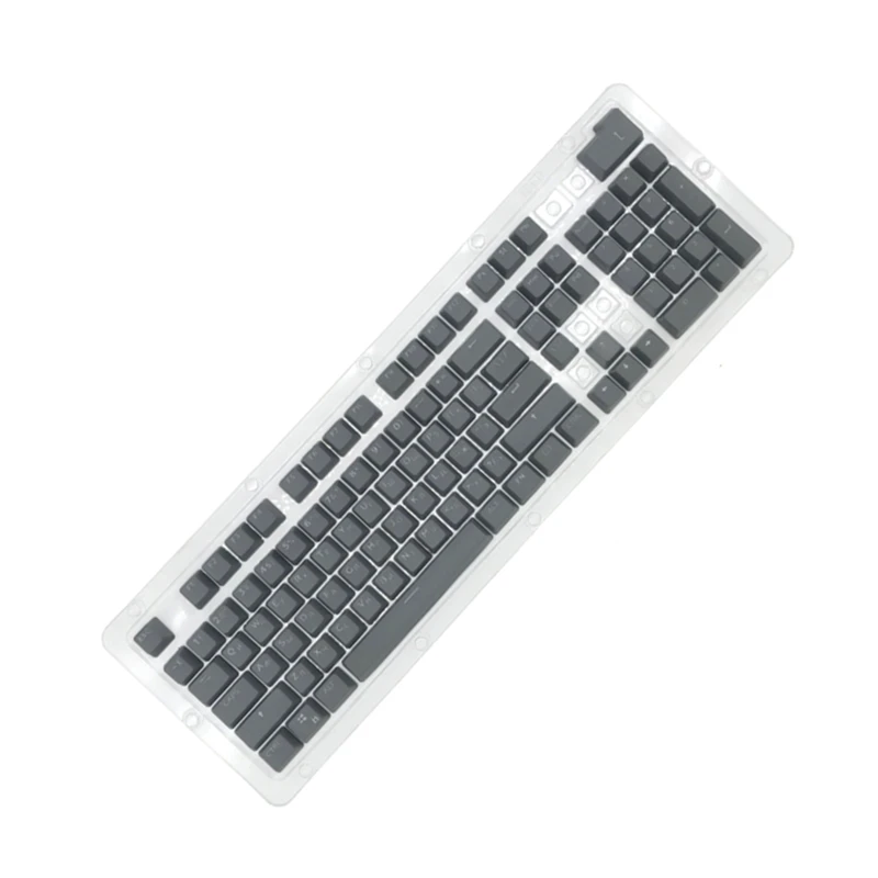 104 Tombol Retro Bulat Tombol Double Shot DIY Rusia Bahasa Inggris Lampu Latar PBT Mesin Tik Tombol untuk Backlit Berkelas Pemain