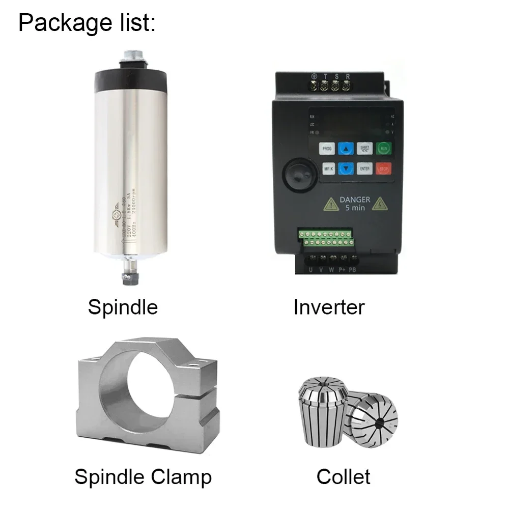 800W 1.5KW 2.2KW CNC Air Cooled Spindle Motor Kit 220V 380V 24000rpm 4 Bearings CNC Router Spindle for CNC Router Carved wood