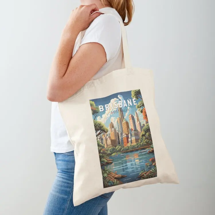 Brisbane Australia Travel Art Vintage Tote Bag canvas bags hand bag ladies Portable shopping bag reusable grocery bags