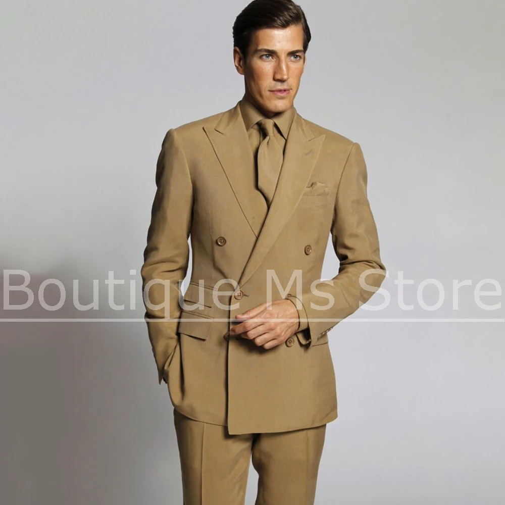 

Мужской двубортный костюм, комплект, индивидуальный пиджак и брюки, деловая офисная одежда, стильный мужской костюм для свадебной вечеринки, комплект из 2 предметов