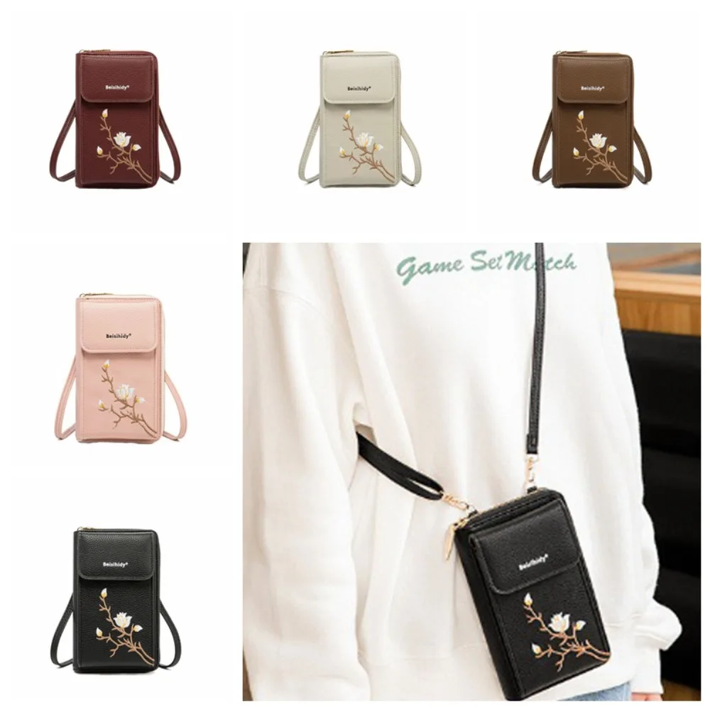 Crossbody Ladies Phone Bag Purse Wallet with Strap Crossbody Phone Purse Mini Embroidered Ladies Crossbody Bag Women's Wallet