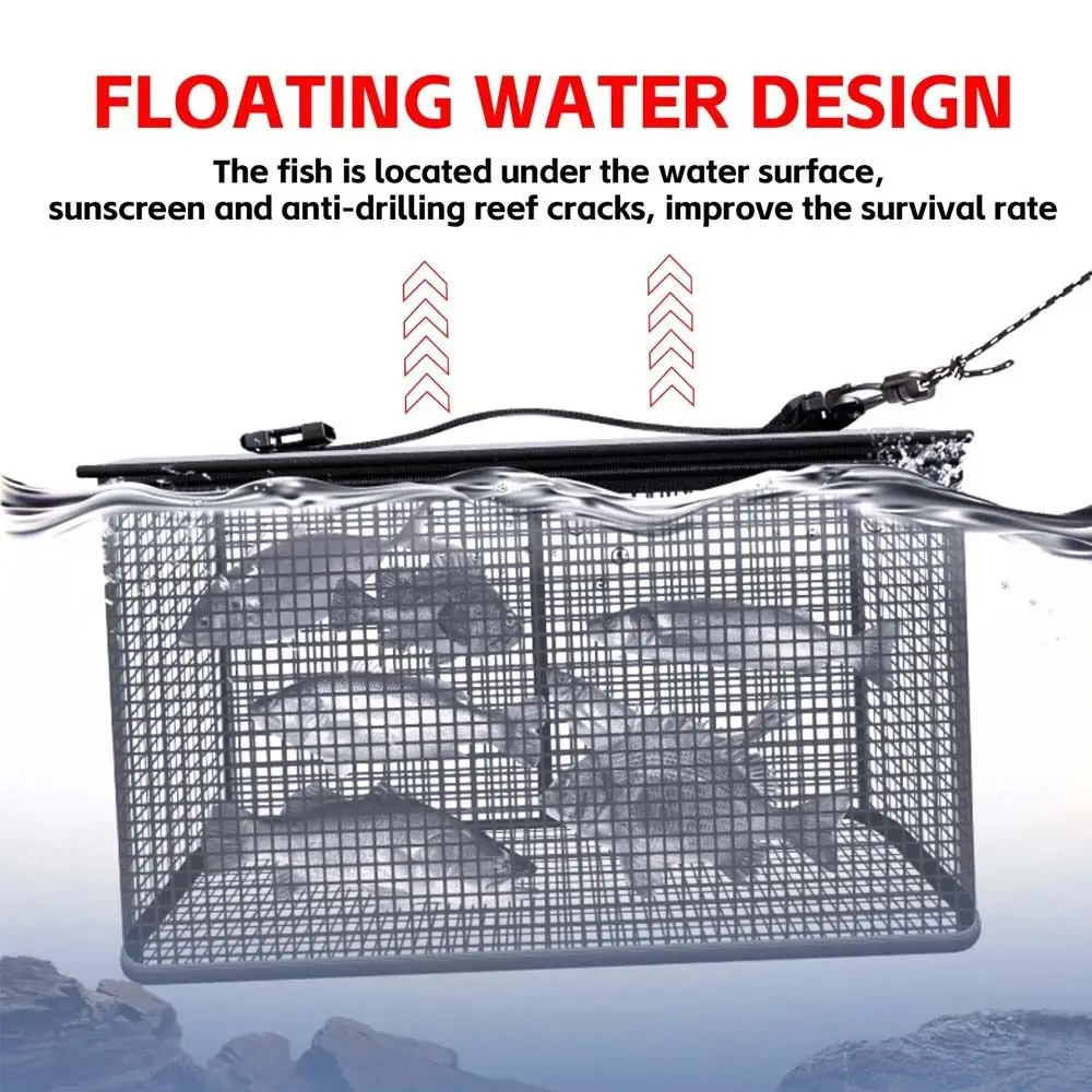 

Fish Net Bag Floating Fish Basket Large Capacity Fish Protector Foldable Fish Cage Mesh 19L/47L Foldable Fishing Net Live Fish