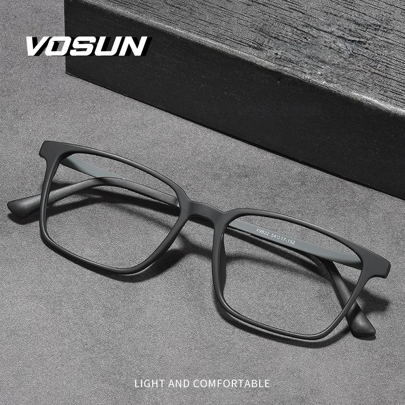 VOSUN Ultra-light Fashion rubber titanium framwes Eyewear comfortable Pure Titanium Square Myopic Optics Men's Eyeglass Frame