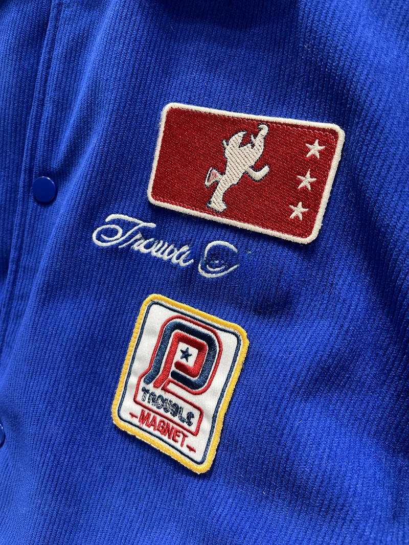 Thiened Toppa ricamata decorata in velluto a coste di cotone Jaet per uomo Colletto caldo Inverno Nuovo arrivo Casual Loose Fit Polieste...