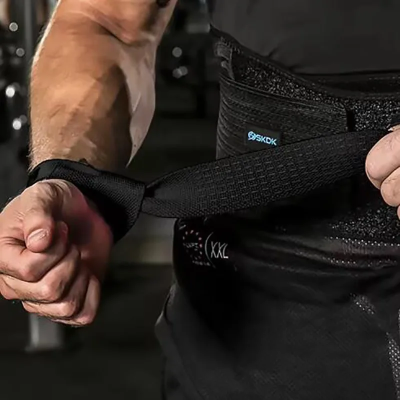 2 قطعة الأشرطة رفع الأثقال المضادة للانزلاق سيليكون رفع أحزمة المعصم تدريب القوة Deadlifts كروسفيت اليد قبضة المعصم