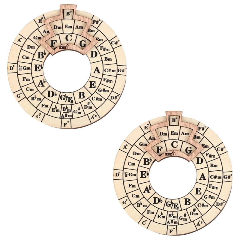 New Wooden Melody Tool, Round Circle Of Fifths Wheel Melody Chord Tool Music Transpose Accessories Wooden Chord