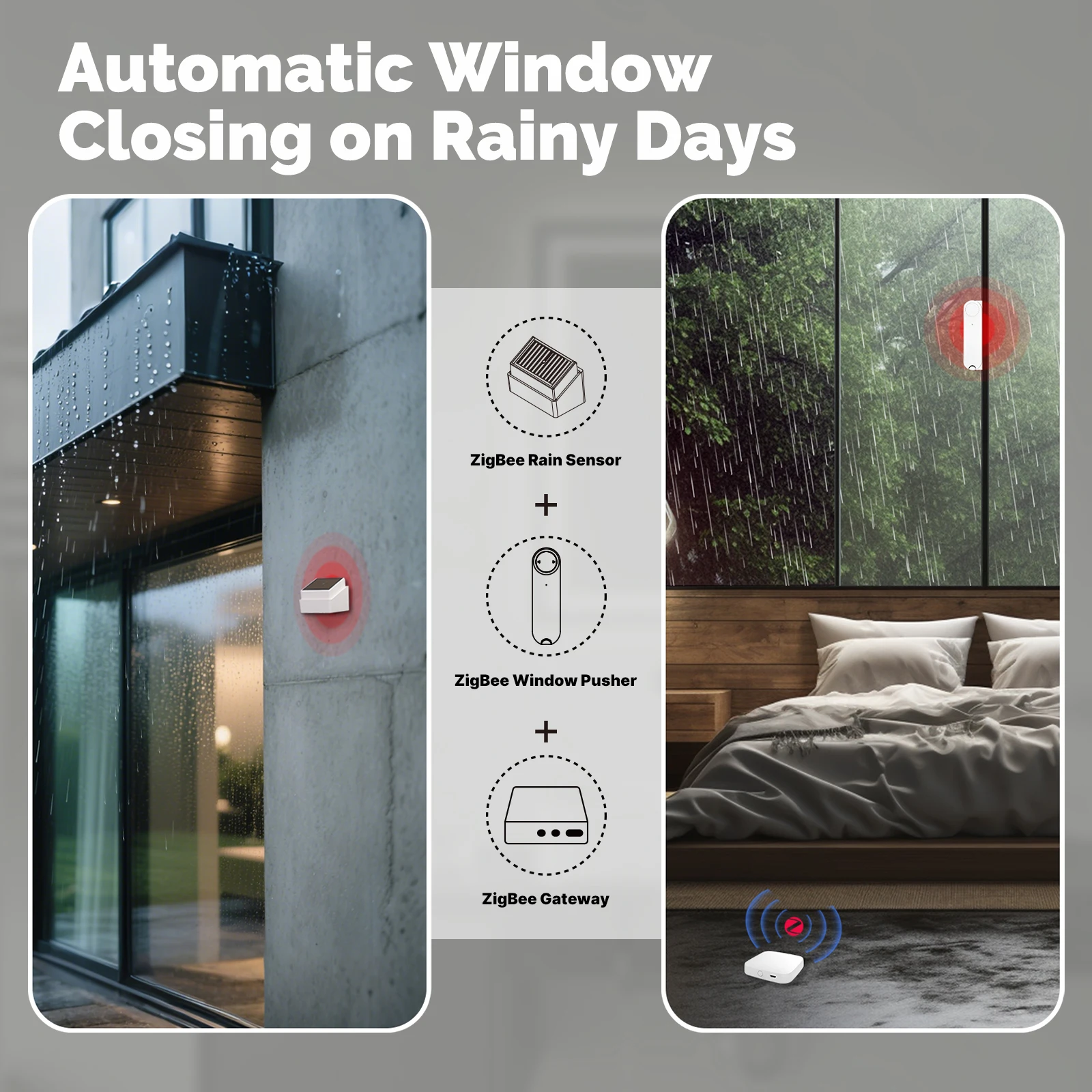 

For Zigbee Outdoor Waterproof Rain Drop Sensor with Brightness Light Detection Rainfall Sensor for Home