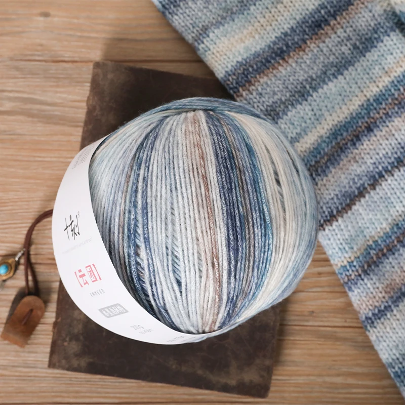 SHIKE 200g/Ball Gradient Rainbow Color Autumn Winter Sweater Scarf Hat Hand Knitting Hook Bar Needle Wool Cotton Yarn
