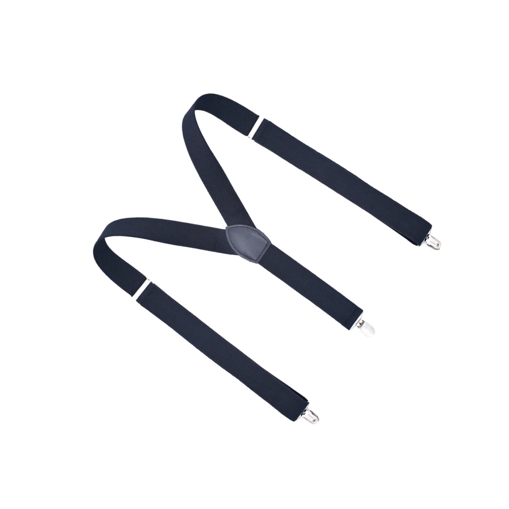

Monochrome Suspenders 3 Clips Adjustable Elastic Straps for Mens Jeans Pants Buttons Black Polyester Comfort Daily Wear Stylish