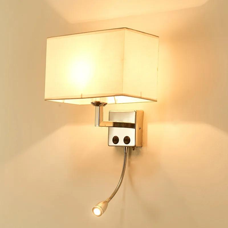 

Vintage American LED Wall Lamp - Classic Fabric Sconce for Bedroom, Hotel Corridor & Living Room Reading Light