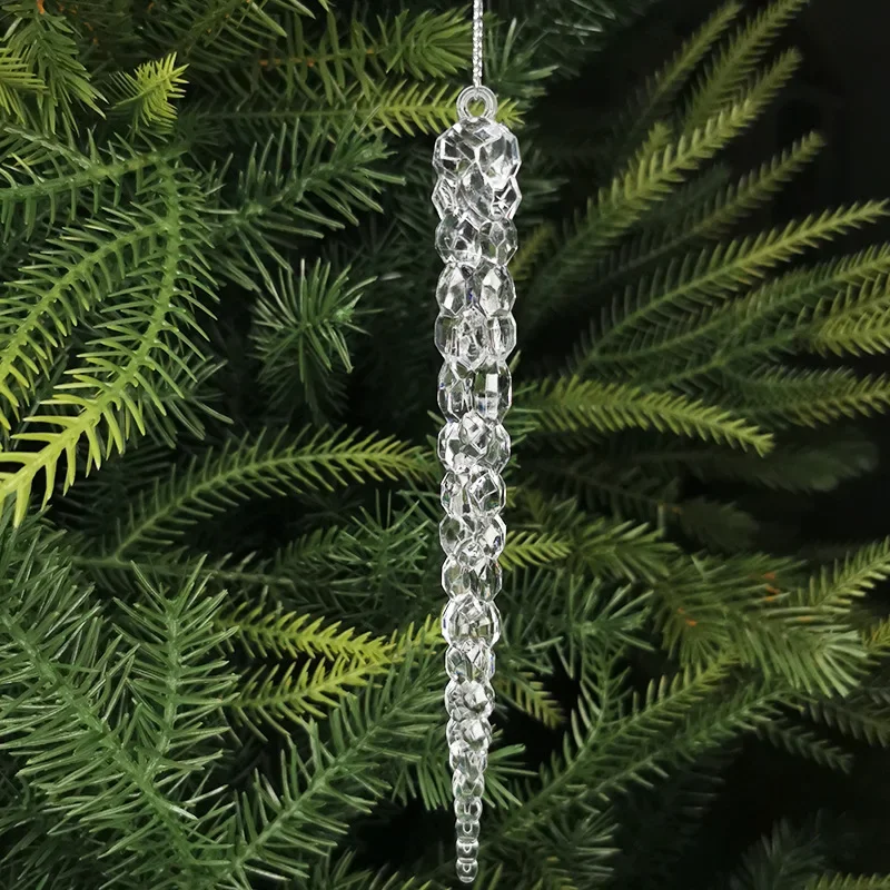 5Pcs Snowflakes Crystal Acrylic Christmas Ornaments Hanging Christmas Tree Icicles Fairy Pendant Xmas Holiday Party Decoration