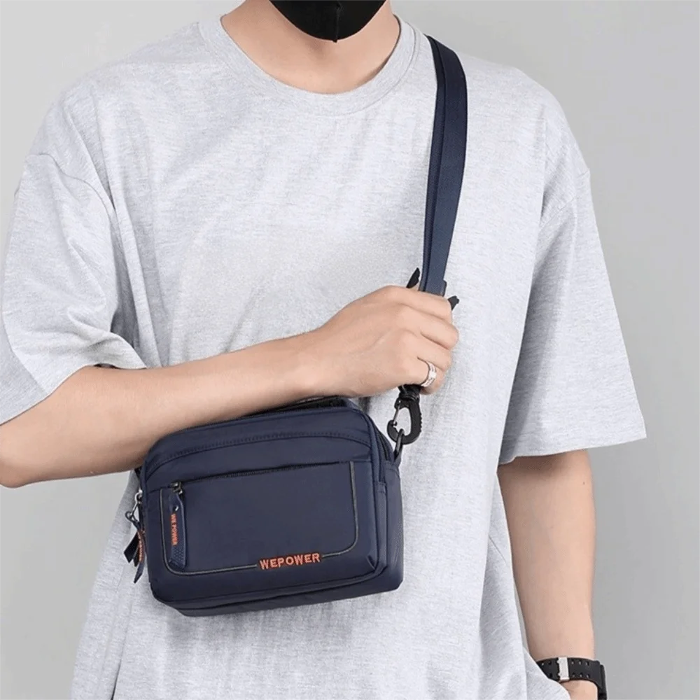 

Multi-pockets Men's Shoulder Bag Multifunctional Large Capacity Business Crossbody Bag Solid Color Adjustable Nylon Waist Bag