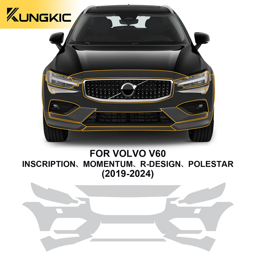 Paint Protection Film for Volvo V60 Inscription R Design 2019-2022 2023 2024 Pre Cut Bra Clear PPF TPU 8.5mil Transparent Front