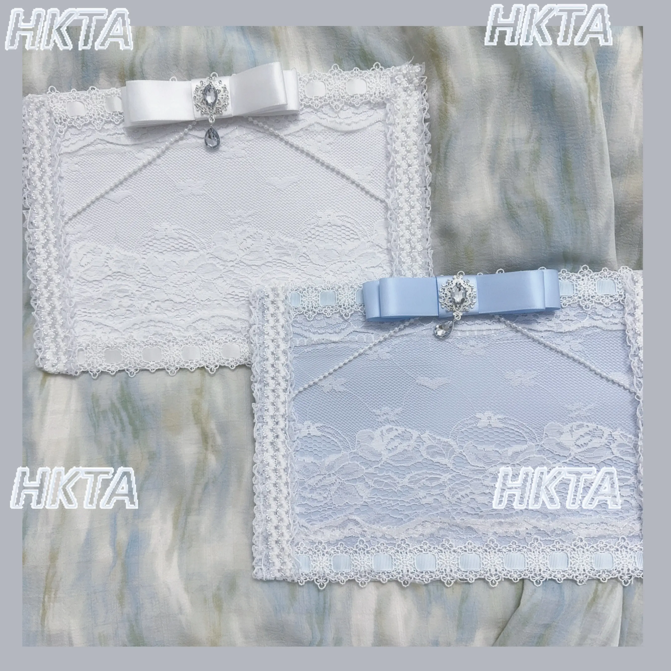 

Rhinestones Sweet Lace Cosplay White Pain Board Bags Jewelry Large Appetite Bow Ribbon Pain Bag Decoration DIY Accessories Women