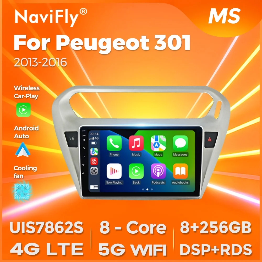 

Navifly Android 13 Автомобильное видео-радио Мультимедиа для Peugeot 301 Citroen Elysee 2013-2018 2 DIN Стереоплеер GPS-навигация DSP BT