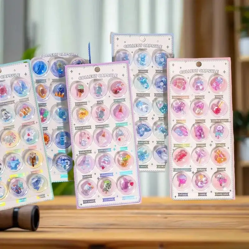 Charmante 3D Planeet Voedsel Cartoon Ronde Embossing Stickers Set 1/3 voor Creatieve Scrapbooking Journal DIY Decoratief Cadeau