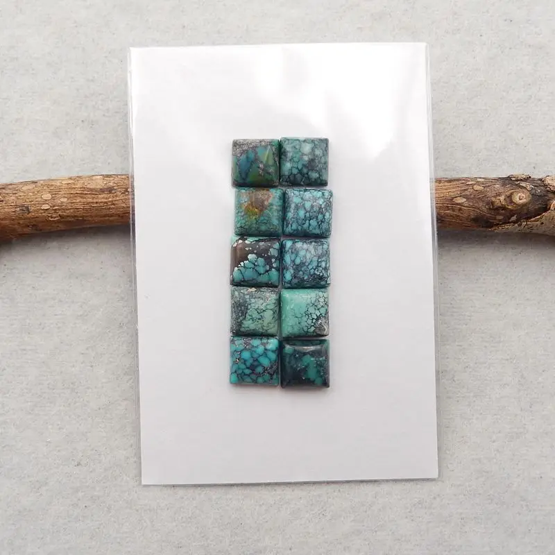 

Semiprecious Jewelry 10Pcs Natural Stone Turquoise Square Cabochons Flatback 7x3mm 3g