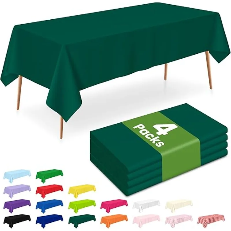 4Pcs Disposable Plastic Tablecloths 137×183cm, Suitable for Lawn Picnics, Anniversary Dinners and Daily Home Party Decorations.