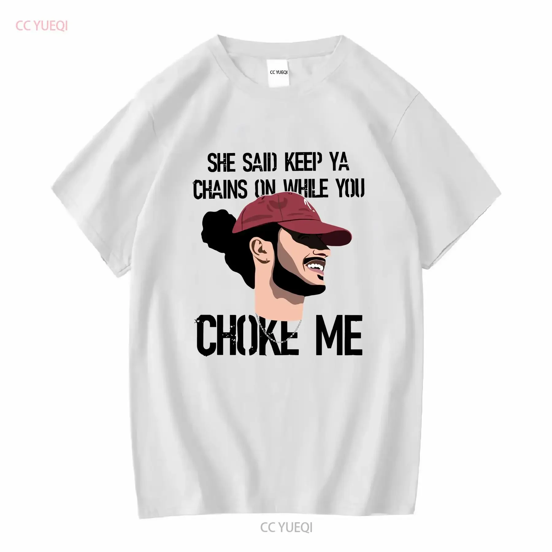 Russ Chains T Shirt Choke Me Merch For Fans She Said Keep Ya On vintage Washed Versatile designer clothes Comfortable Slightly