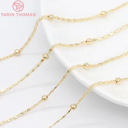 (7260)1 Meter Width 1.5MM Beads 3.5MM 24K Gold Color Plated Brass ball Necklace Chains Quality Diy Jewelry Findings Accessories