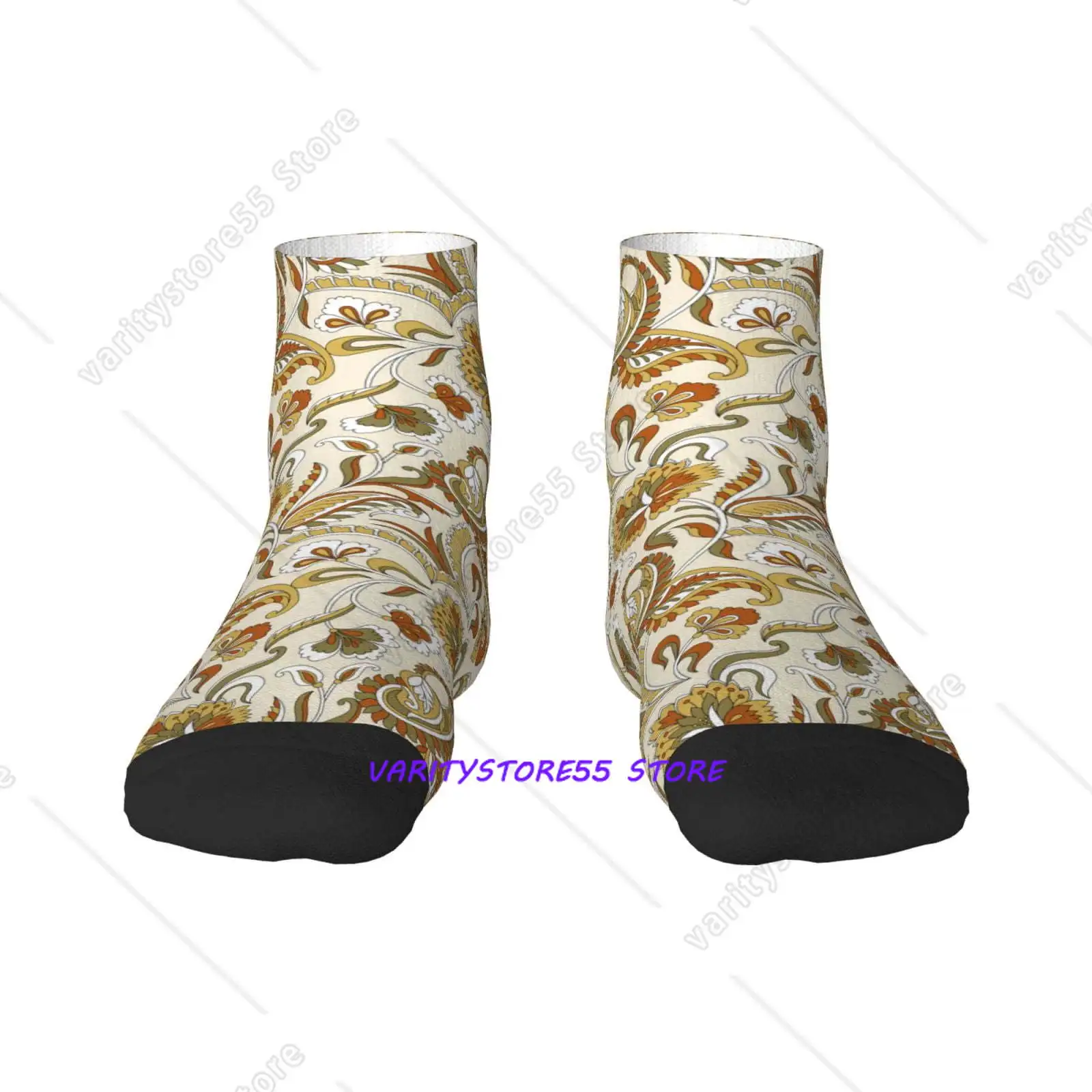 

Indian Paisley Pattern Crew SocksToe Seamed Ankle Cushioned Breathable Athletic Crew Sports Socks