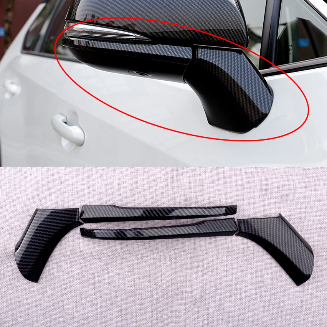 

Carbon Fiber Texture Exterior Side Rear View Mirror Trim Base Cover fit for Toyota RAV4 2019 2020