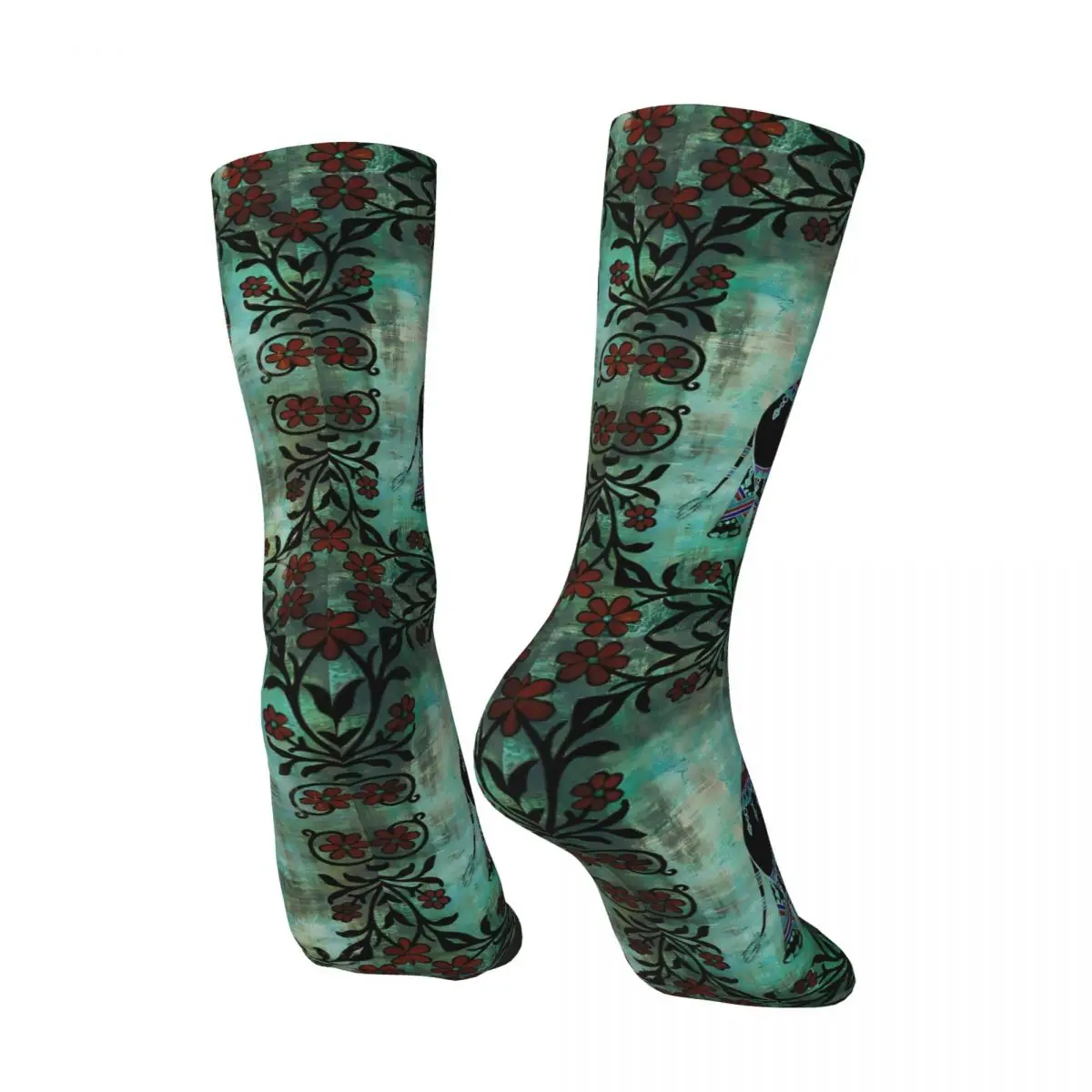 Indian Elephant Decorative Floral Art Sock Printed Man Polyester