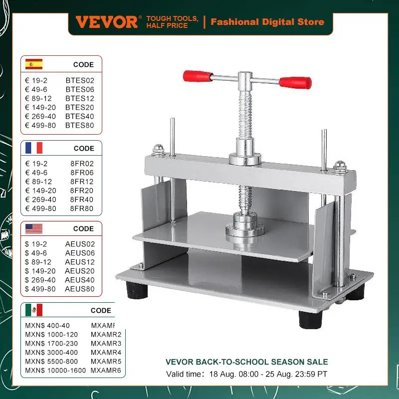 

VEVOR A4 Book Binding Press Machine Manual Flat Paper Binder Tampography Office School Tools Use for Documents Stamps Banknotes