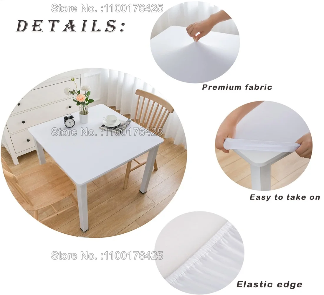 Marble Fitted Square Tablecloth with Elastic Edges Modern Art Waterproof Table Cover Polyester Table Clothes for Kitchen Dining