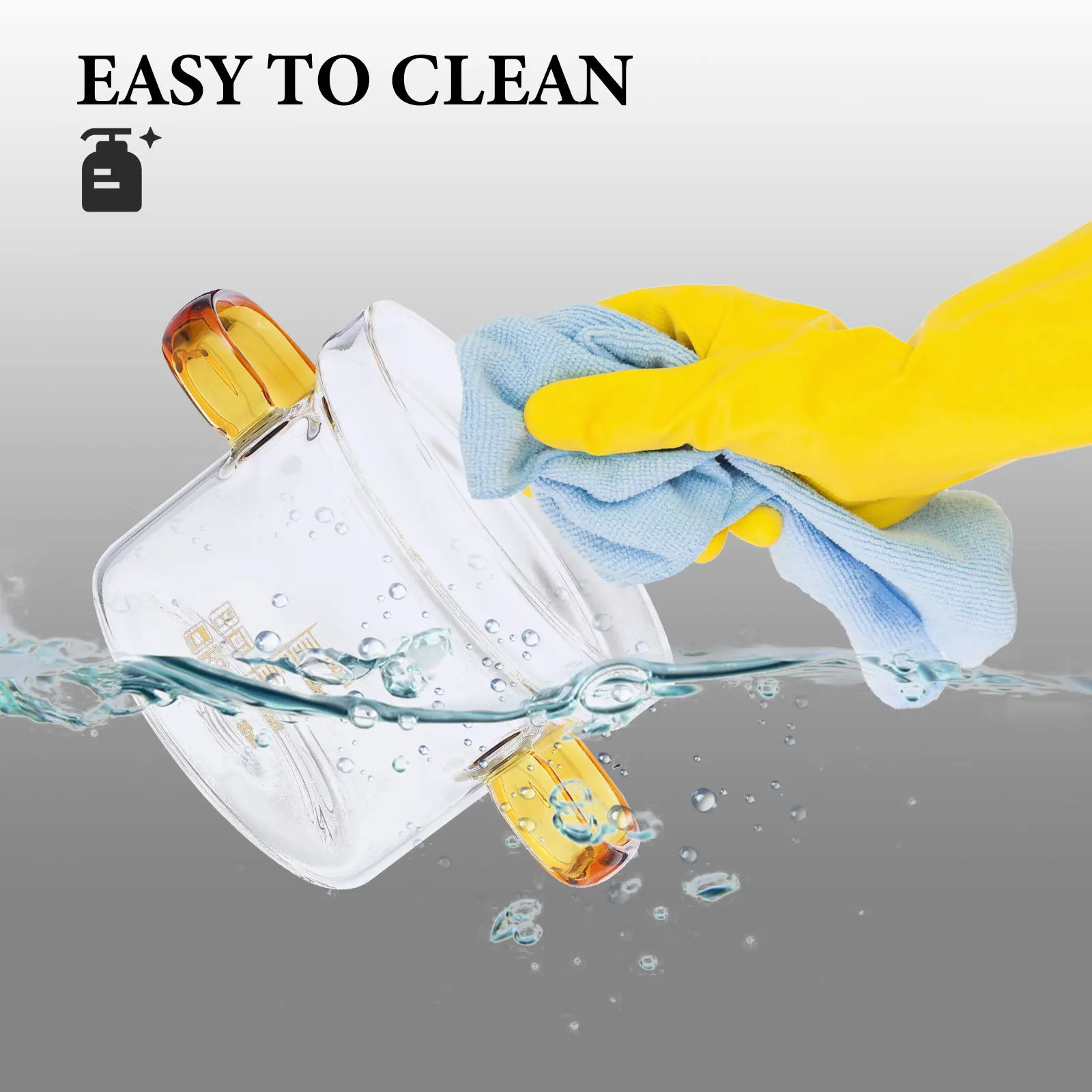 وعاء الحساء الزجاجي الصغير مقبض مزدوج غطاء شفاف وعاء الطبخ للحساء المعكرونة الحليب المطبخ مقاومة للحرارة تجهيزات المطابخ المنزلية