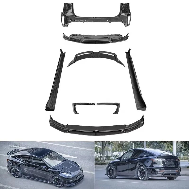 Authentic Carbon Fiber Car Kit Rear Diffuser Front Lip Tail Wing Side Skirt Suitable forTesla Model Y Body Kit Car Spoiler 2021+