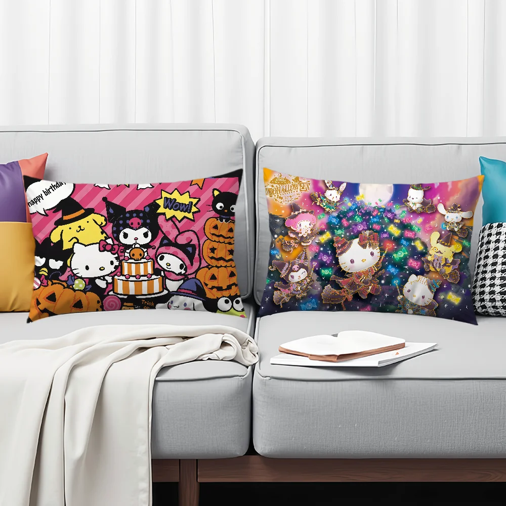 غطاء الوسادة وسادة مستطيلة SRO m-Melody غطاء الفن k-kuromi المنزل أريكة غرفة المعيشة مضحك مقهى هالوين المخدة #3